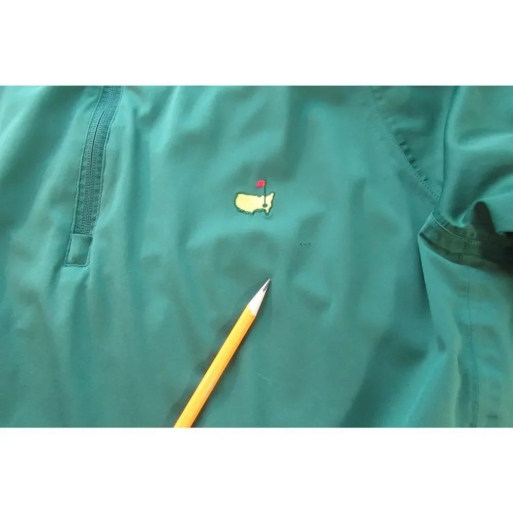 Masters Tech Men’s Green 1/4 Zip Long Sleeve Golf Pullover Jacket Pockets Logo L